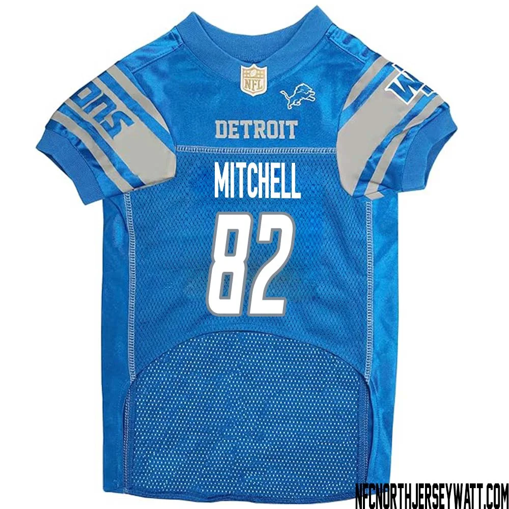 James Mitchell No 82 Blue Detroit Lions Dog Jersey 1