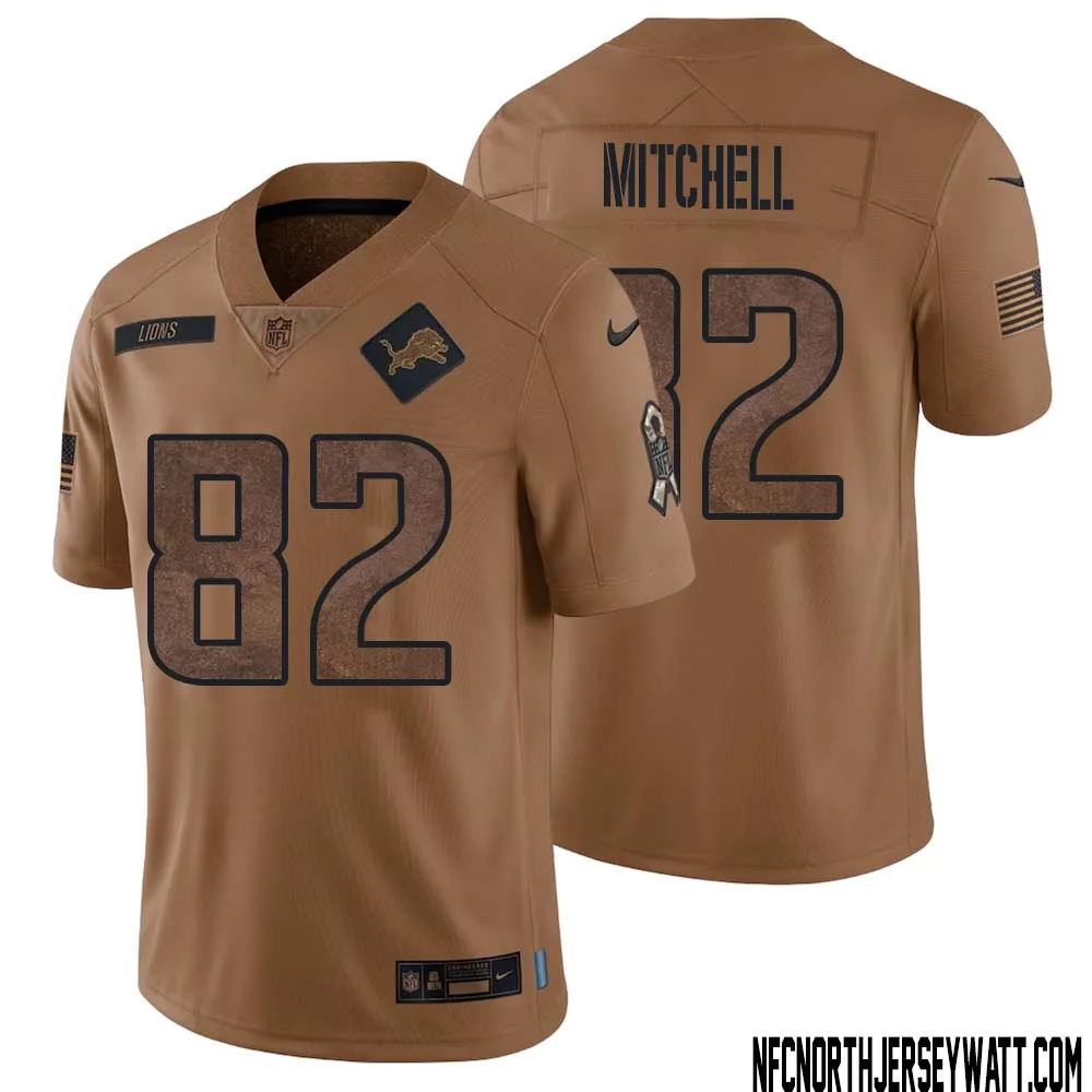 James Mitchell No 82 Men Brown Detroit Lions 2023 Salute To Service Retired Player Limited Jersey 1