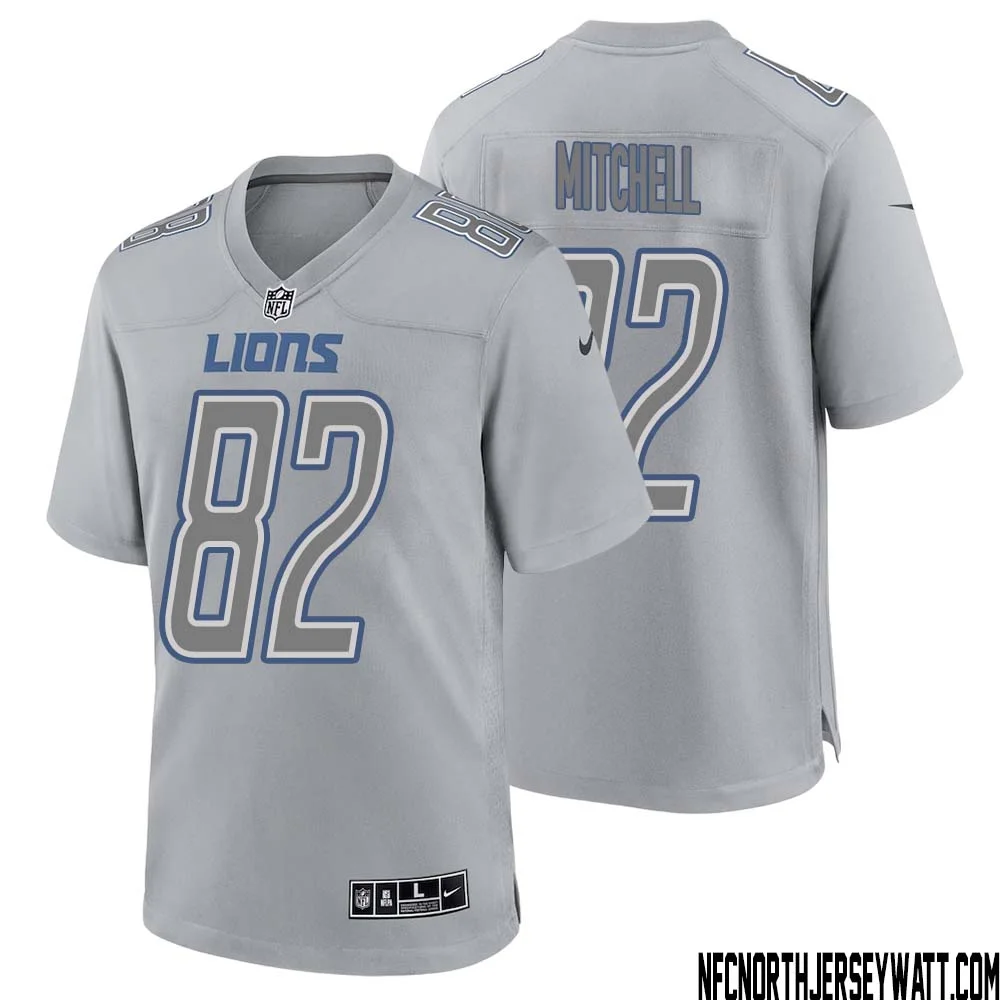 James Mitchell No 82 Men Gray Detroit Lions Atmosphere Fashion Game Jersey 1