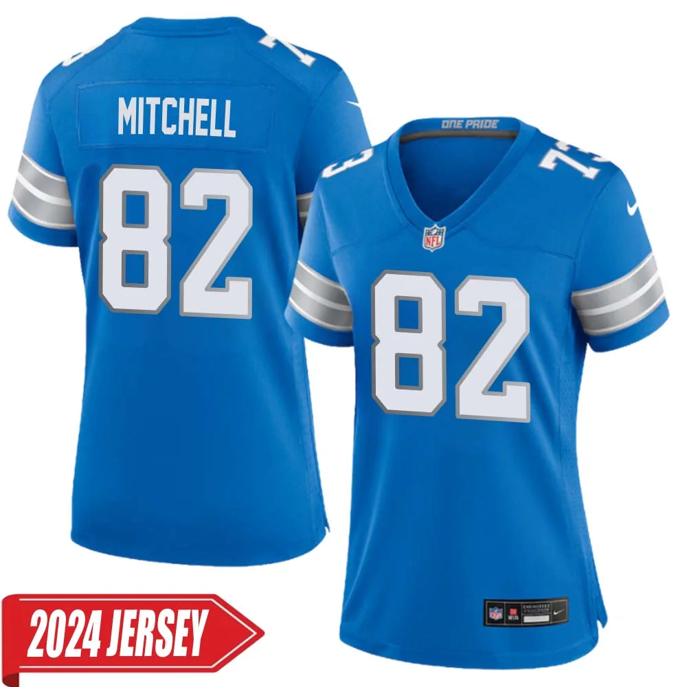 James Mitchell No 82 Woman s Detroit Lions Home Game 2024 Jersey Blue