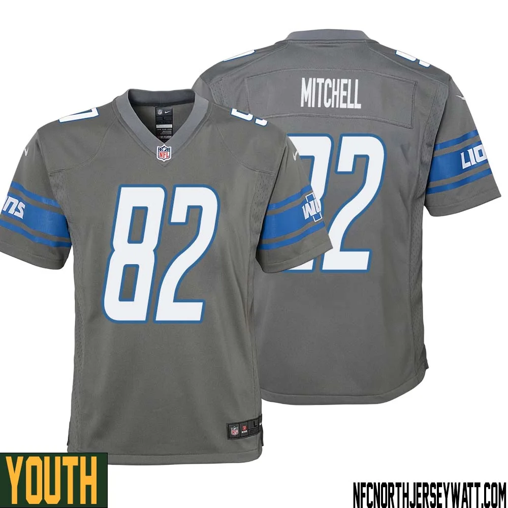 James Mitchell No 82 Youth Gray Detroit Lions Player Alternate Game Jersey