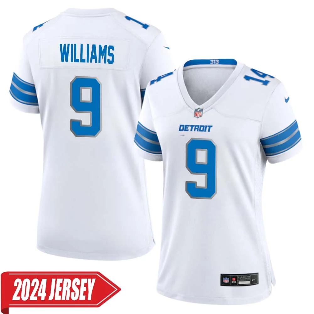 Jameson Williams No 9 Woman s Detroit Lions Away Game 2024 Jersey White