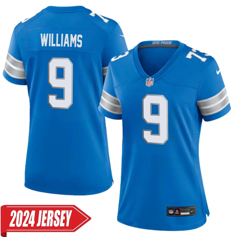 Jameson Williams No 9 Woman s Detroit Lions Home Game 2024 Jersey Blue