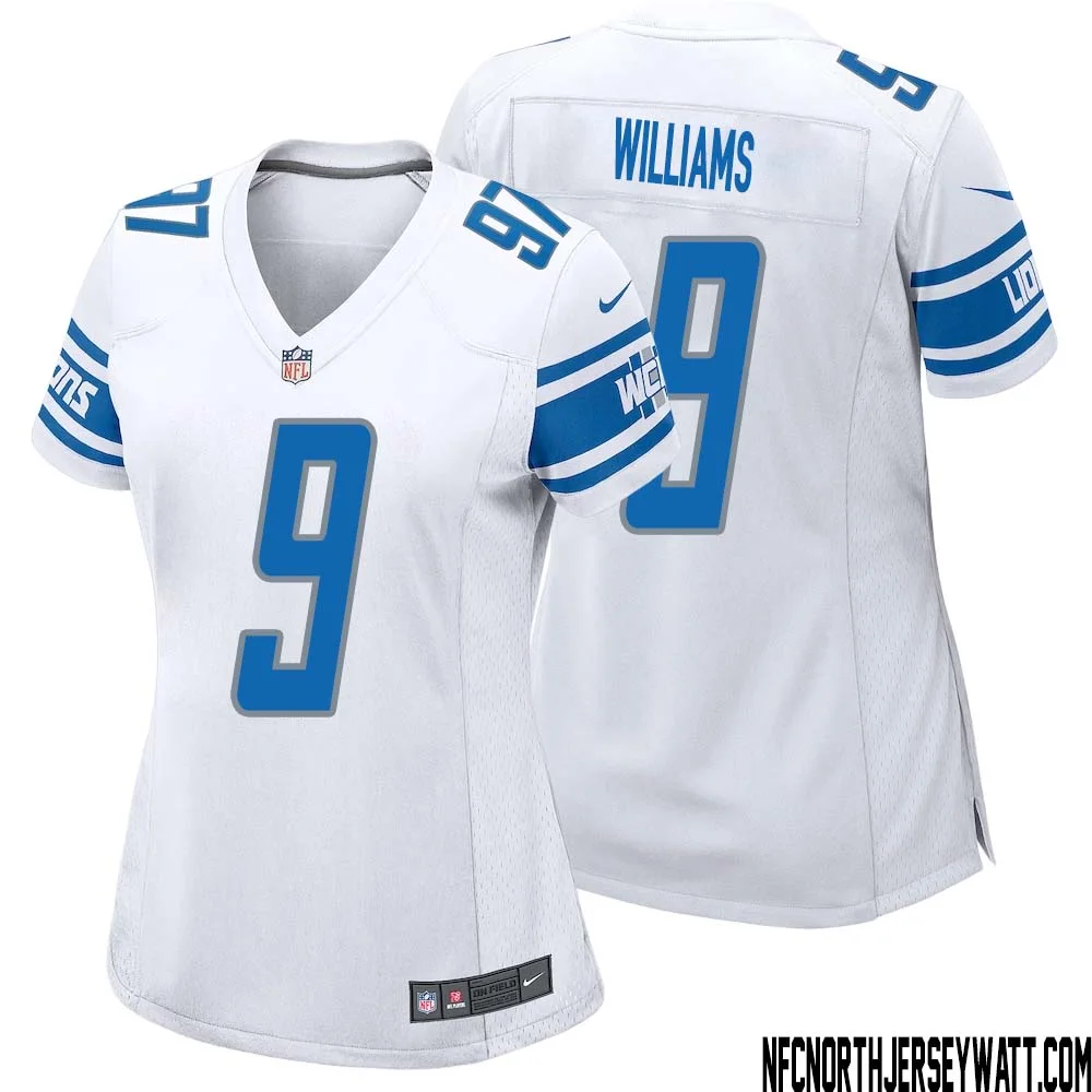 Jameson Williams No 9 Women White Detroit Lions Player Away Game Jersey 1