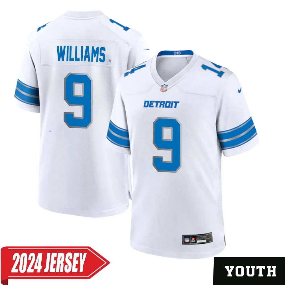 Jameson Williams No 9 Youth s Detroit Lions Away Game 2024 Jersey White