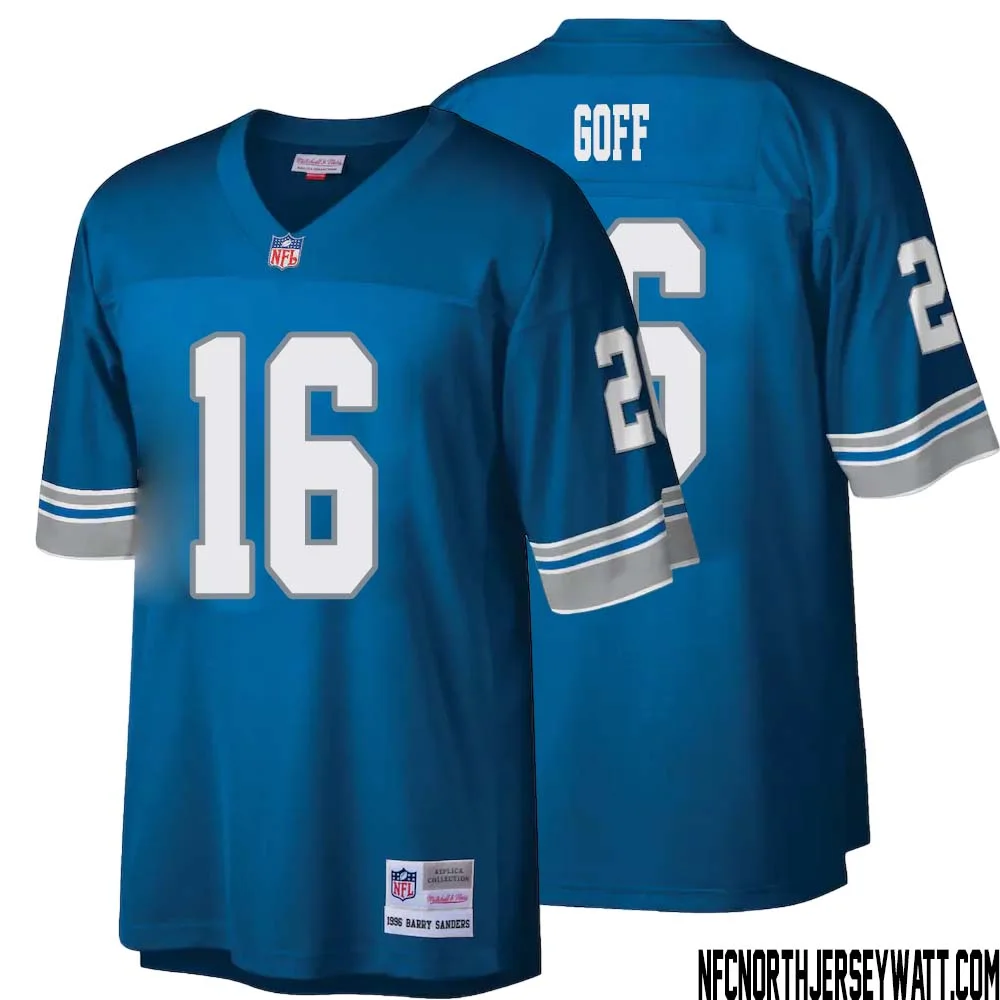 Jared Goff No 16 Men Mitchell Ness Blue Detroit Lions Legacy Replica Jersey