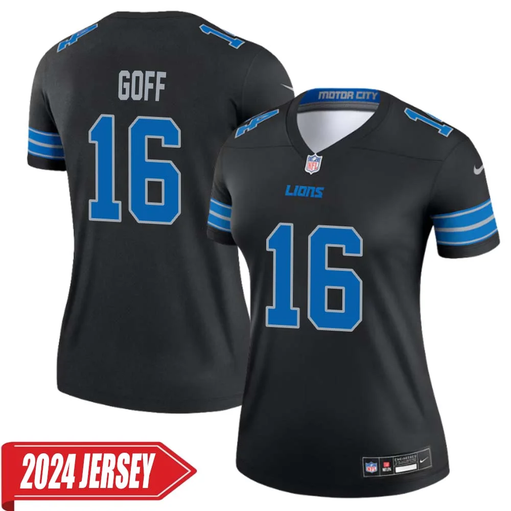 Jared Goff No 16 Woman s Detroit Lions 2nd Alternate Vapor F.U.S.E. Limited 2024 Jersey Black