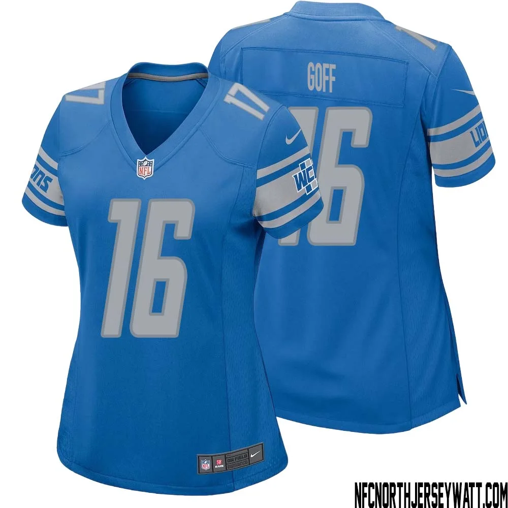 Jared Goff No 16 Women Blue Detroit Lions Player Home Game Jersey 1