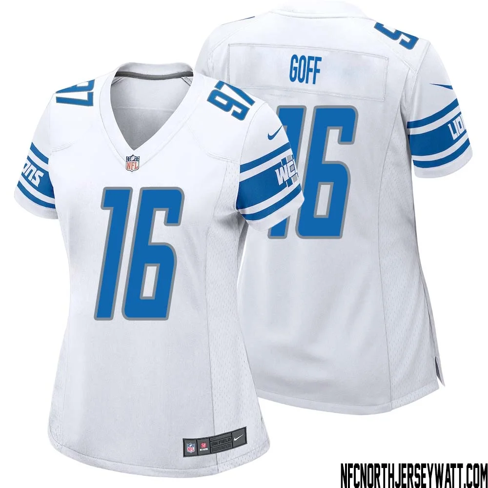 Jared Goff No 16 Women White Detroit Lions Player Away Game Jersey