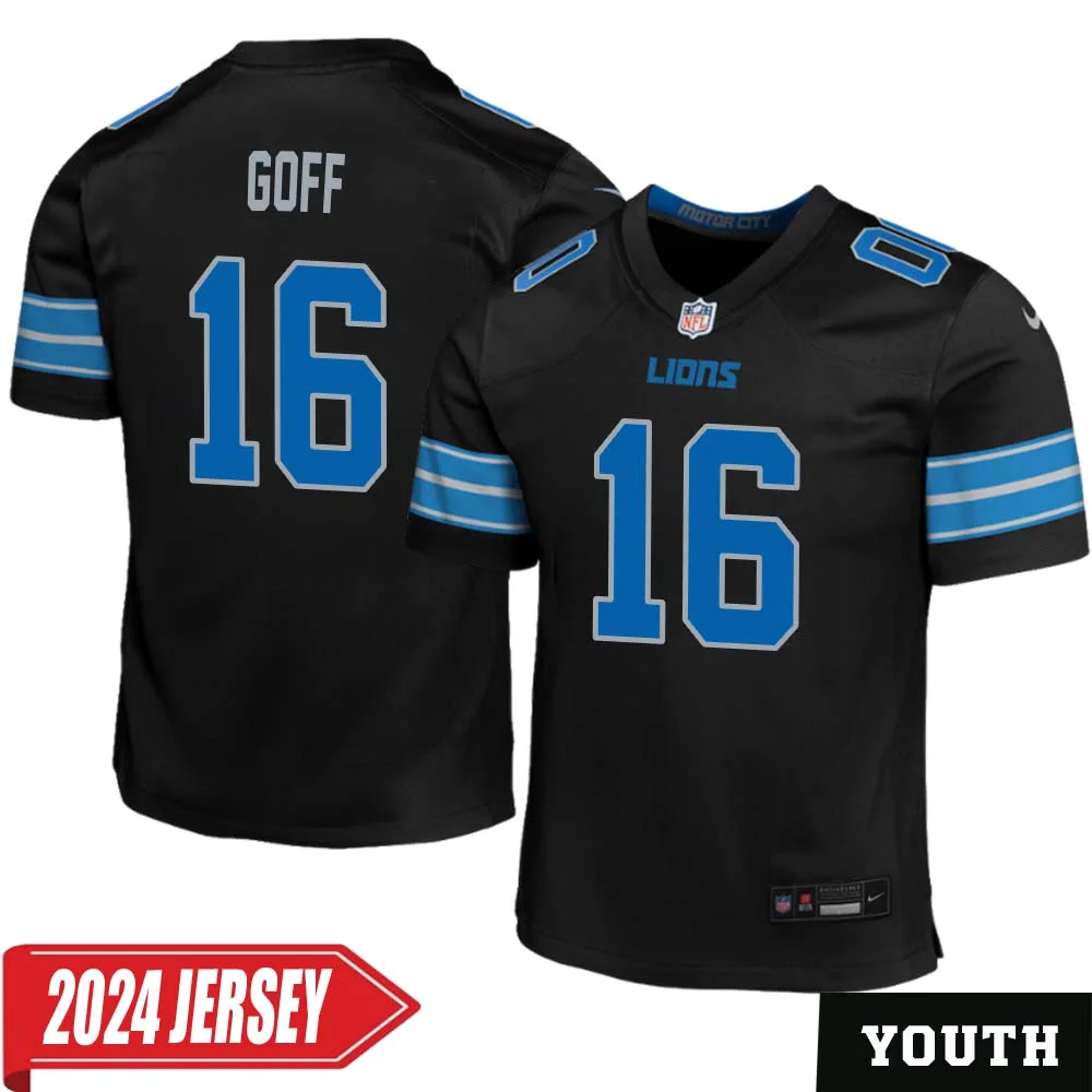 Jared Goff No 16 Youth s Detroit Lions 2nd Alternate Vapor F.U.S.E. Limited 2024 Jersey Black
