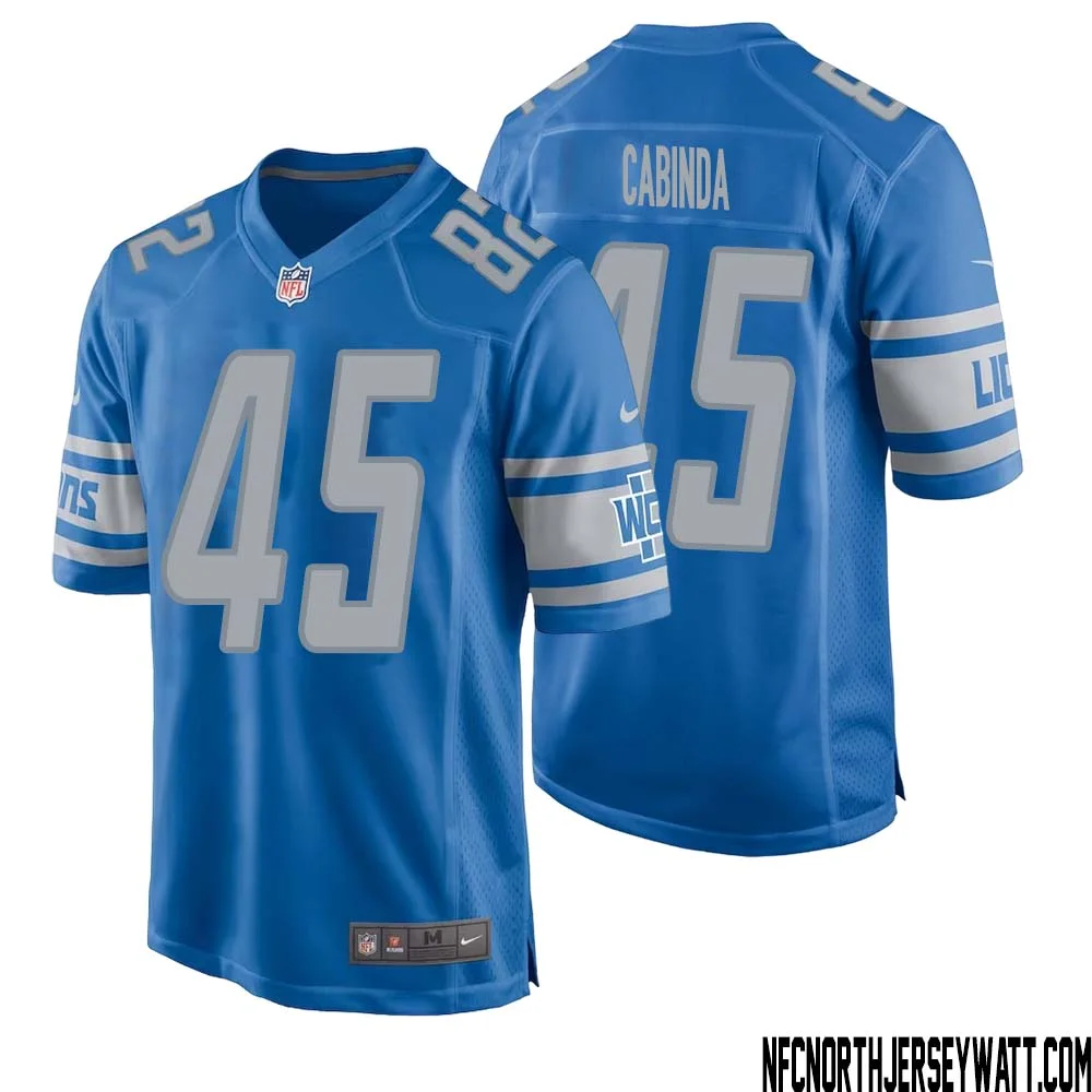 Jason Cabinda No 45 Men Blue Detroit Lions Player Home Game Jersey