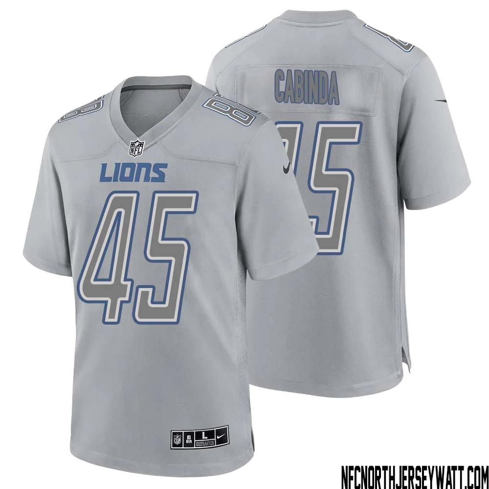 Jason Cabinda No 45 Men Gray Detroit Lions Atmosphere Fashion Game Jersey 1