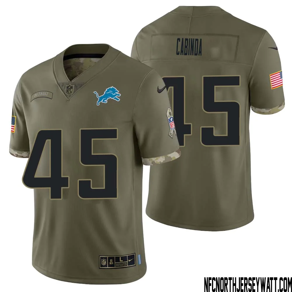Jason Cabinda No 45 Men Olive Detroit Lions 2022 Salute To Service Retired Player Limited Jersey 1