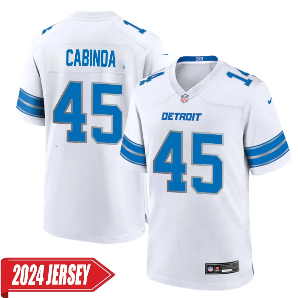 Jason Cabinda No 45 Men s Detroit Lions Away Game 2024 Jersey White