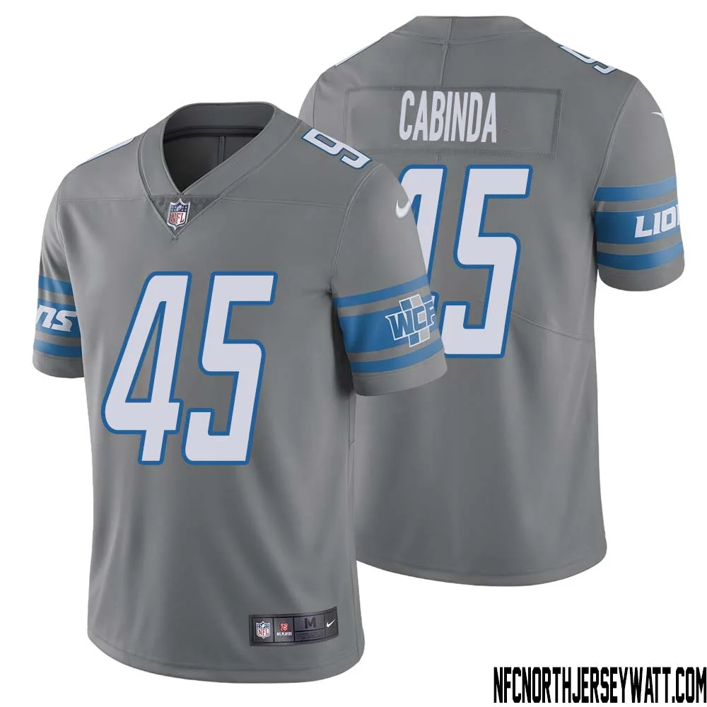 Jason Cabinda No 45 Men Steel Detroit Lions Vapor Untouchable Color Rush Limited Player Jersey