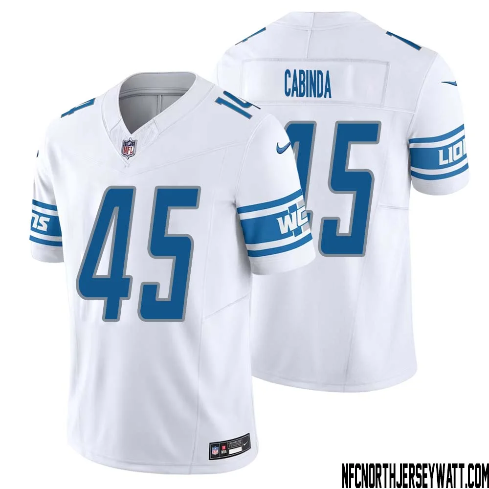 Jason Cabinda No 45 Men White Detroit Lions Vapor F.U.S.E. Limited Jersey