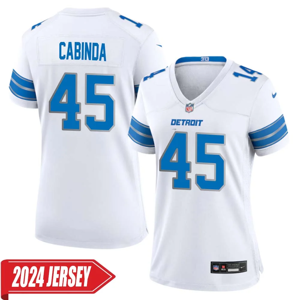Jason Cabinda No 45 Woman s Detroit Lions Away Game 2024 Jersey White