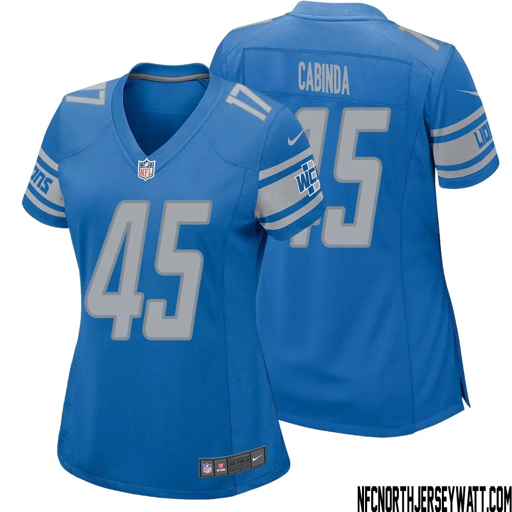 Jason Cabinda No 45 Women Blue Detroit Lions Player Home Game Jersey 1