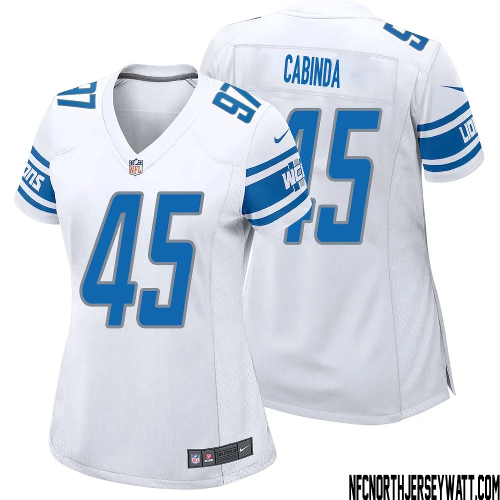 Jason Cabinda No 45 Women White Detroit Lions Player Away Game Jersey 1