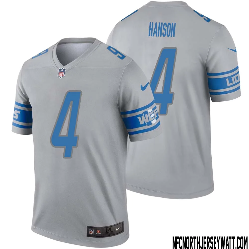 Jason Hanson No 4 Men Gray Detroit Lions Inverted Legend Jersey 1