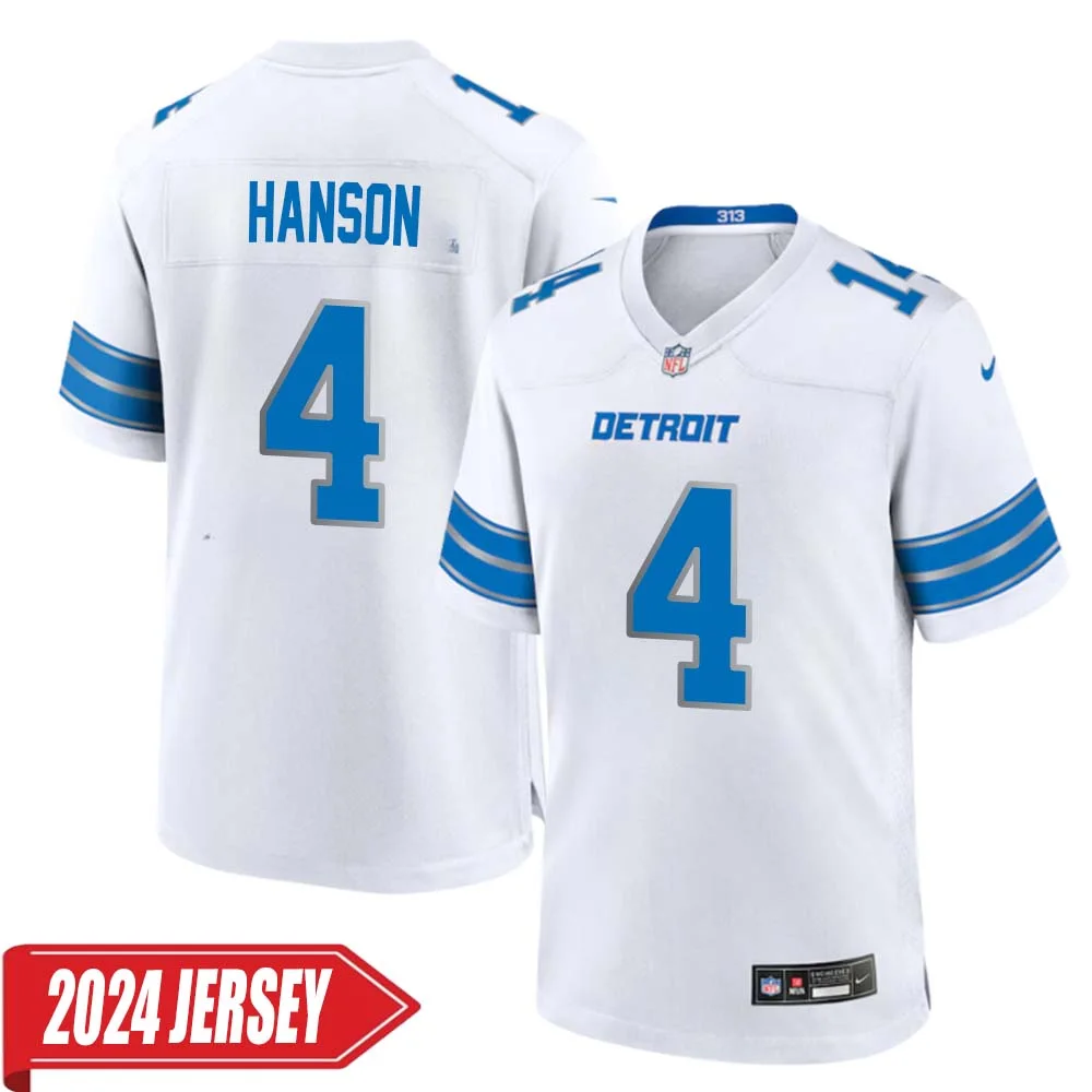Jason Hanson No 4 Men s Detroit Lions Away Game 2024 Jersey White
