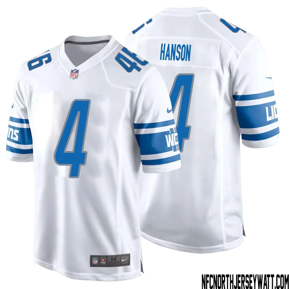 Jason Hanson No 4 Men White Detroit Lions Player Away Game Jersey 1