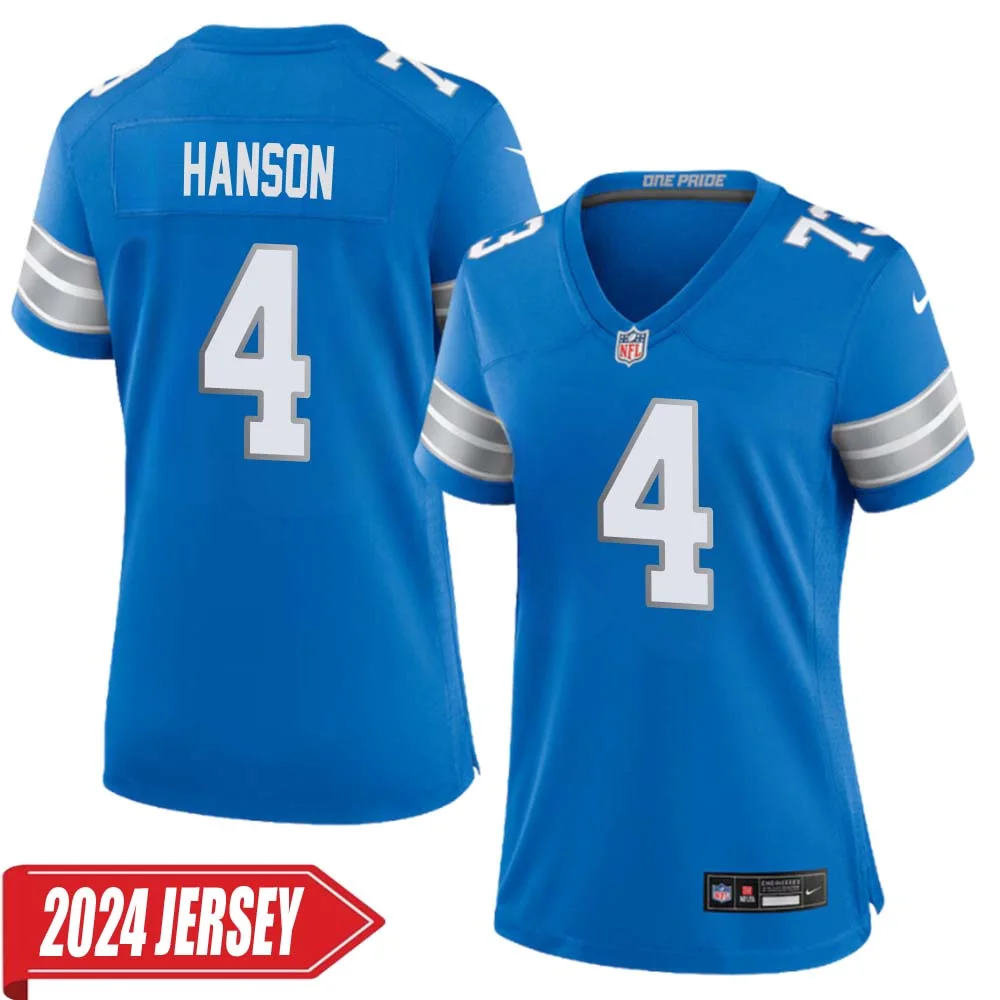 Jason Hanson No 4 Woman s Detroit Lions Home Game 2024 Jersey Blue