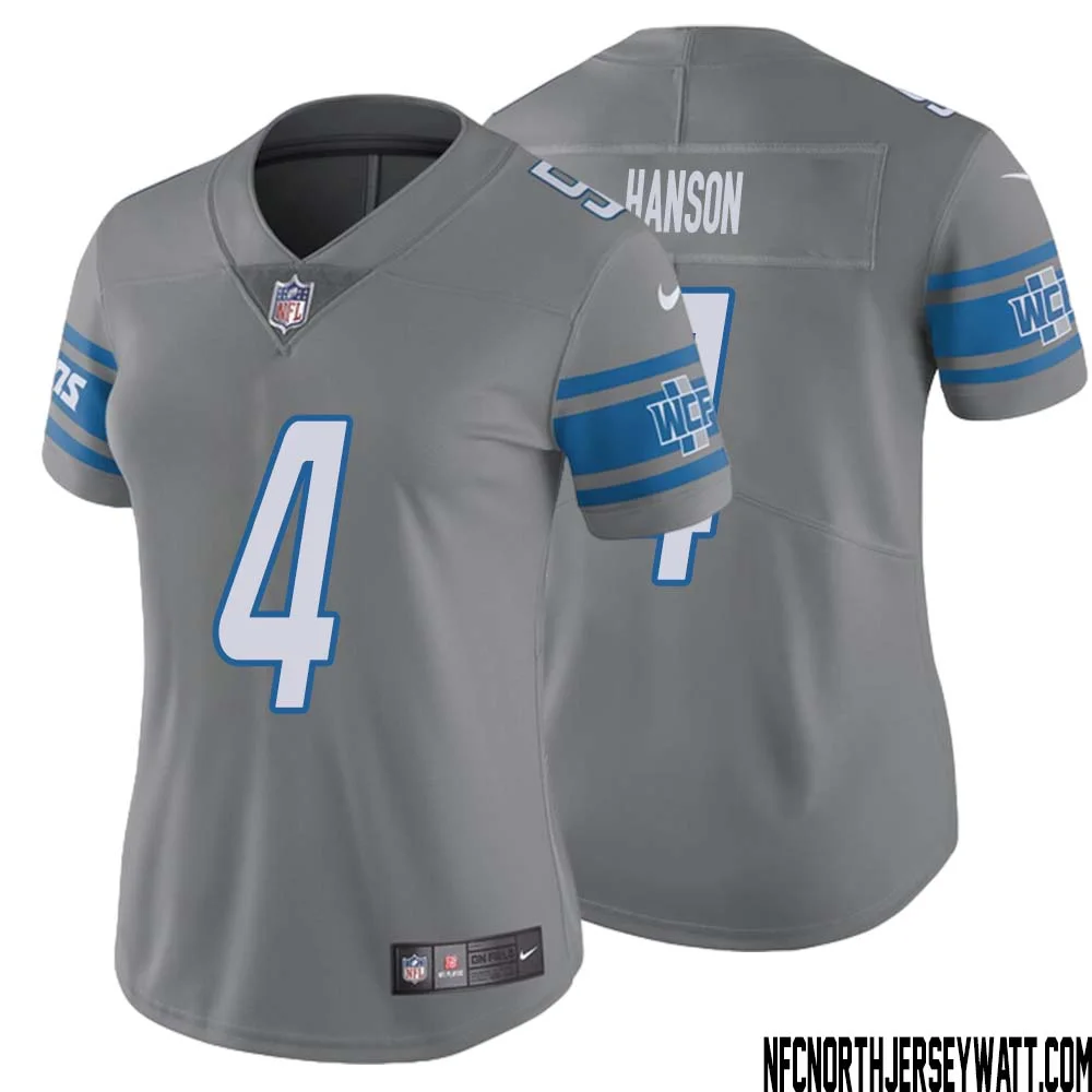 Jason Hanson No 4 Women Steel Detroit Lions Vapor Untouchable Color Rush Limited Player Jersey 1