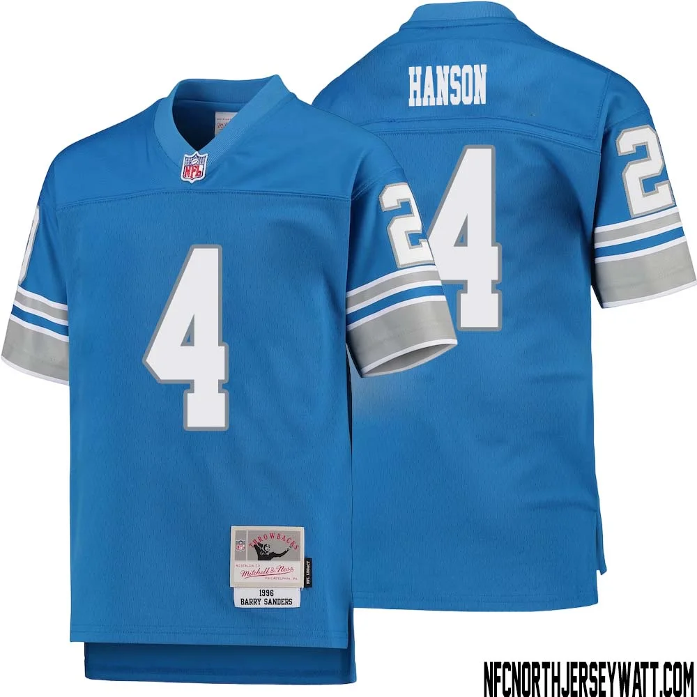 Jason Hanson No 4 Youth Mitchell Ness Blue Detroit Lions 1996 Legacy Retired Player Jersey 1