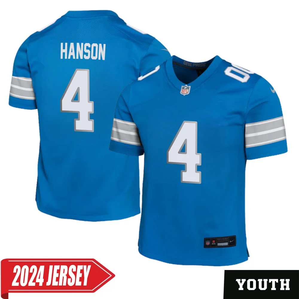 Jason Hanson No 4 Youth s Detroit Lions Home Game 2024 Jersey Blue