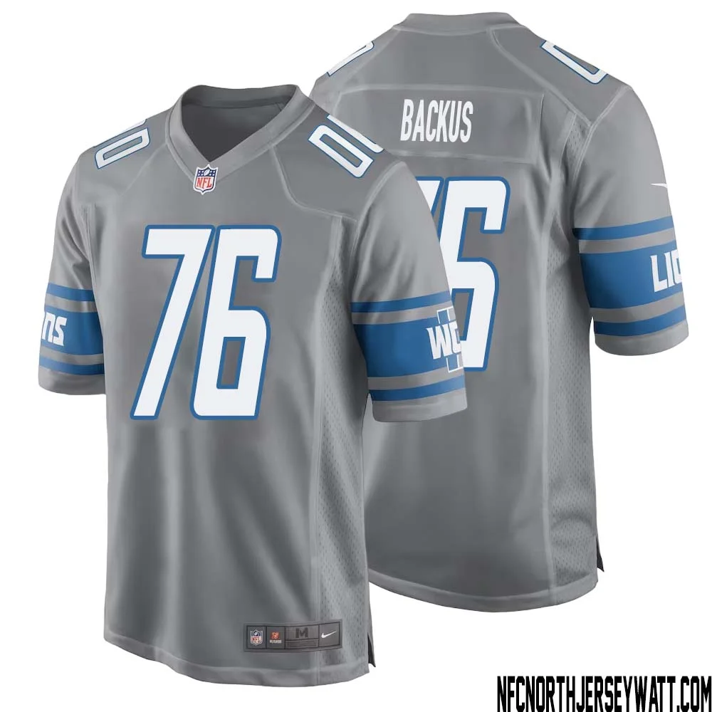 Jeff Backus No 76 Men Gray Detroit Lions Player Alternate Game Jersey 1