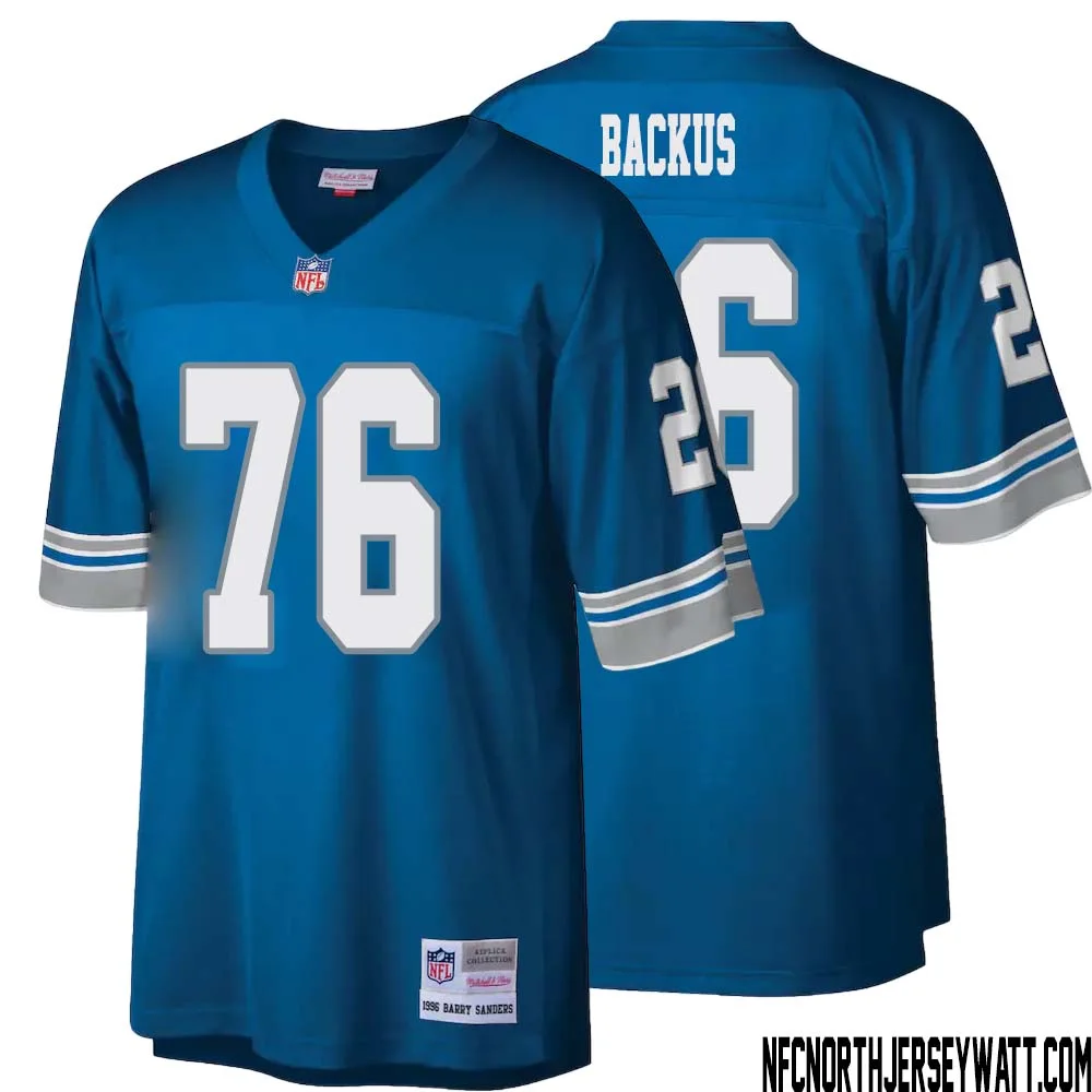 Jeff Backus No 76 Men Mitchell Ness Blue Detroit Lions Legacy Replica Jersey 1