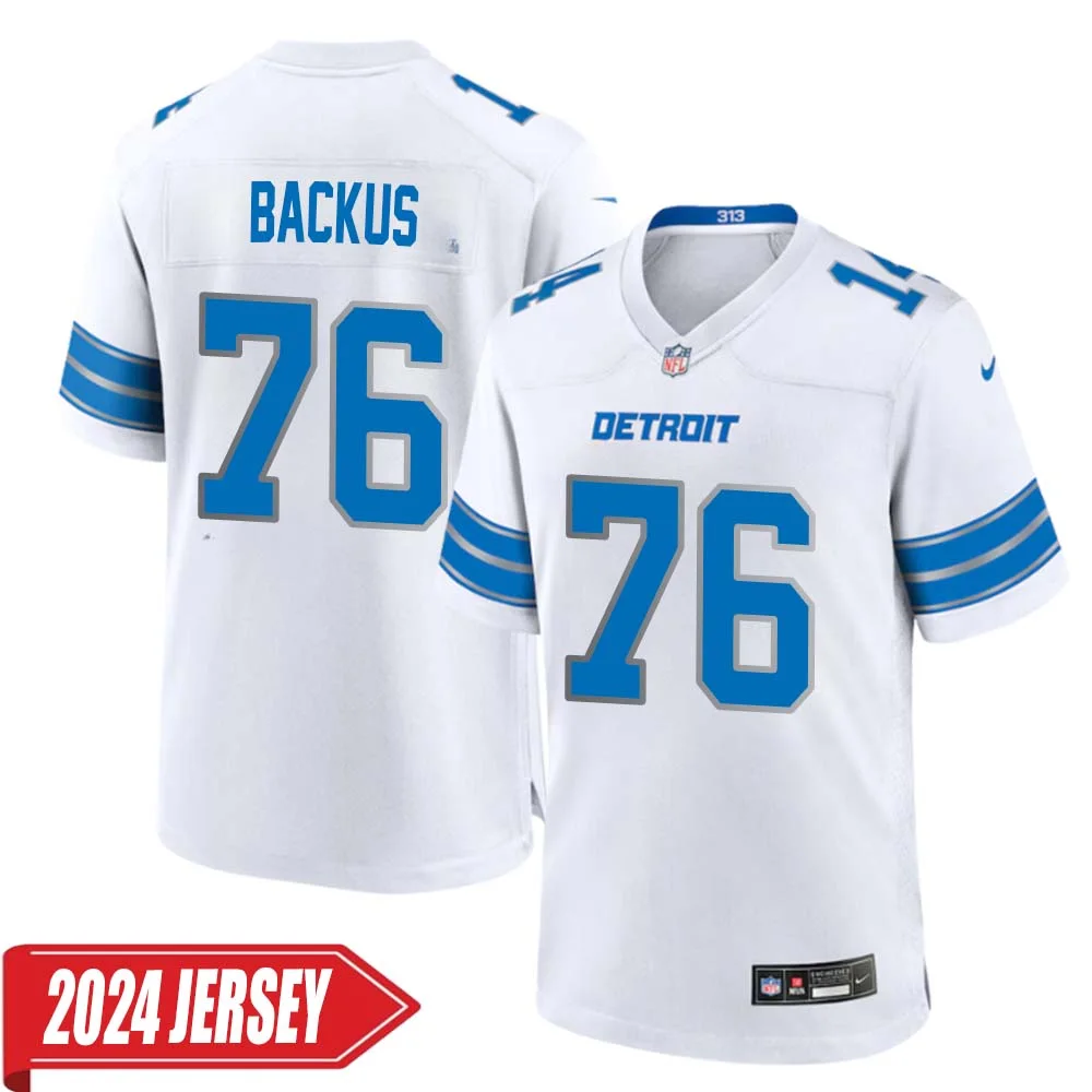 Jeff Backus No 76 Men s Detroit Lions Away Game 2024 Jersey White
