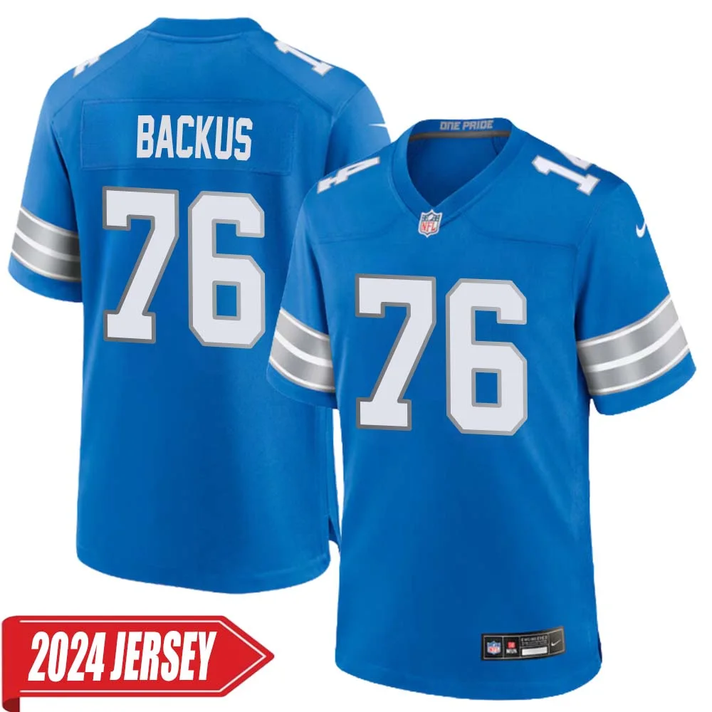 Jeff Backus No 76 Men s Detroit Lions Home Game 2024 Jersey Blue