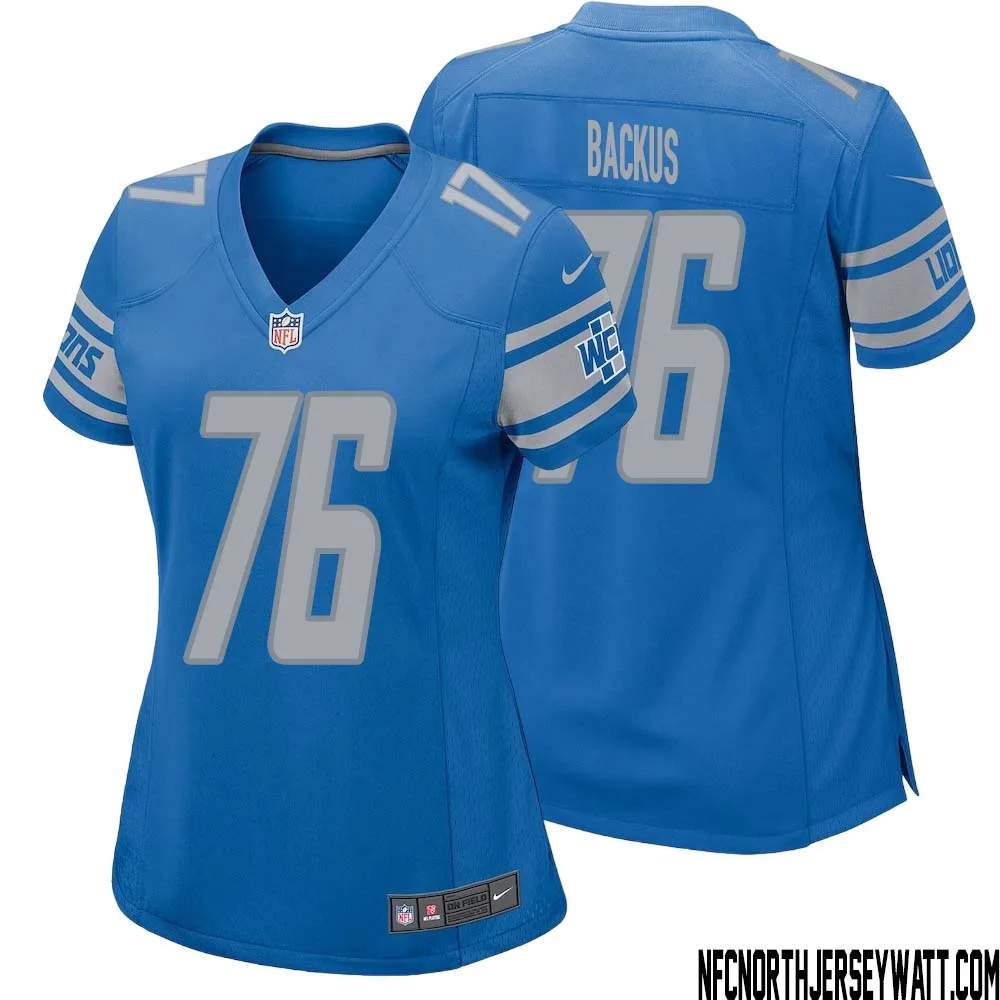 Jeff Backus No 76 Women Blue Detroit Lions Player Home Game Jersey
