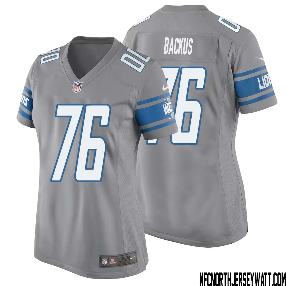 Jeff Backus No 76 Women Gray Detroit Lions Player Alternate Game Jersey