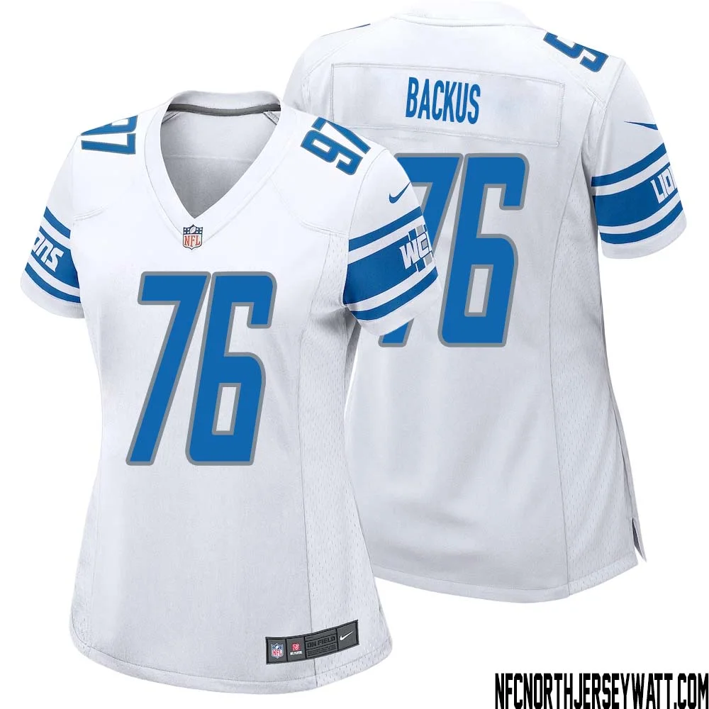 Jeff Backus No 76 Women White Detroit Lions Player Away Game Jersey 1