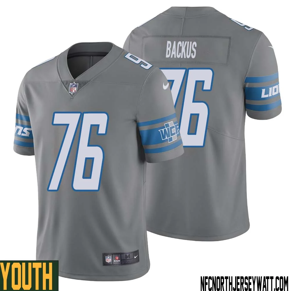 Jeff Backus No 76 Youth Gray Detroit Lions Inverted Legend Jersey 1