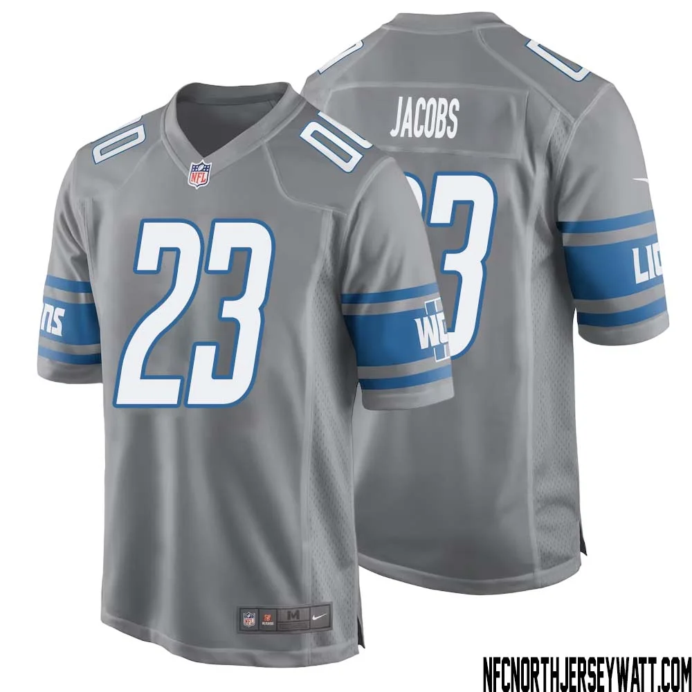 Jerry Jacobs No 23 Men Gray Detroit Lions Player Alternate Game Jersey