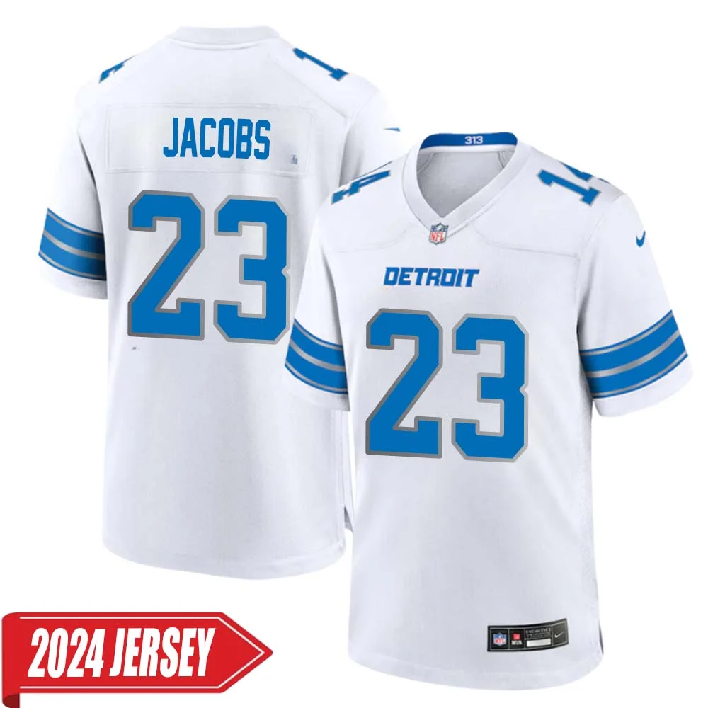 Jerry Jacobs No 23 Men s Detroit Lions Away Game 2024 Jersey White