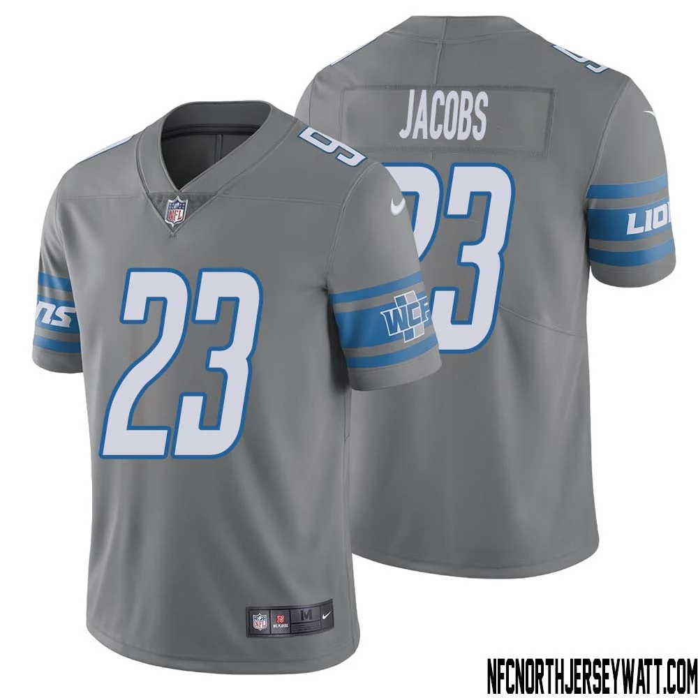Jerry Jacobs No 23 Men Steel Detroit Lions Vapor Untouchable Color Rush Limited Player Jersey 1