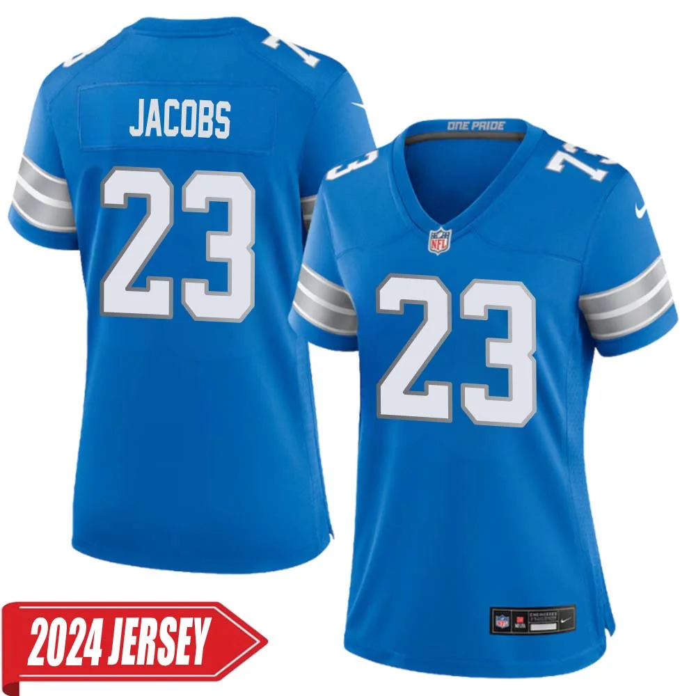 Jerry Jacobs No 23 Woman s Detroit Lions Home Game 2024 Jersey Blue