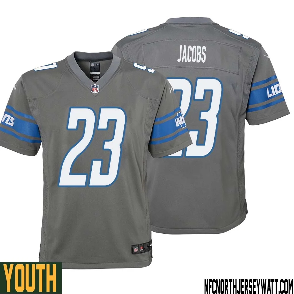 Jerry Jacobs No 23 Youth Gray Detroit Lions Player Alternate Game Jersey