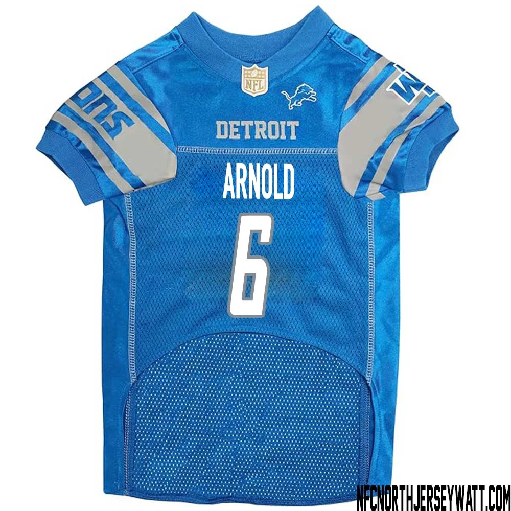 Jim Arnold No 6 Blue Detroit Lions Dog Jersey 1