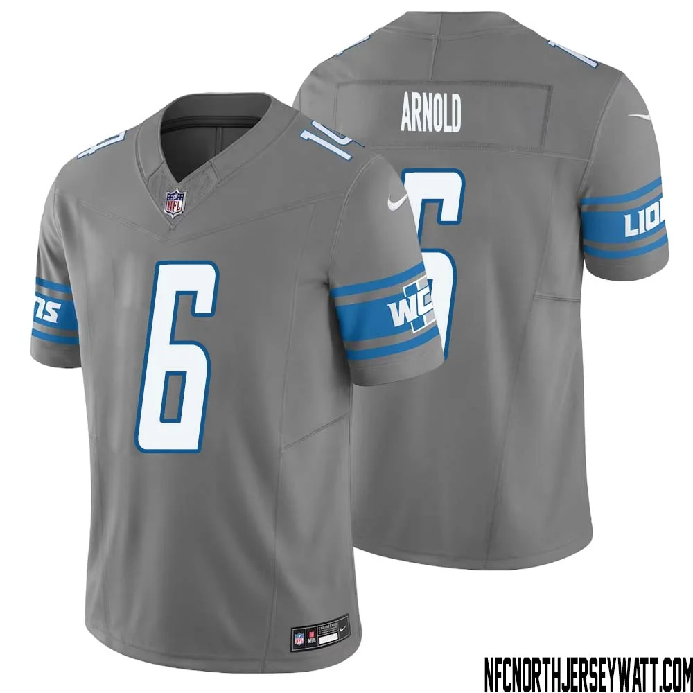 Jim Arnold No 6 Men Detroit Lions Vapor F.U.S.E. Limited Jersey Silver