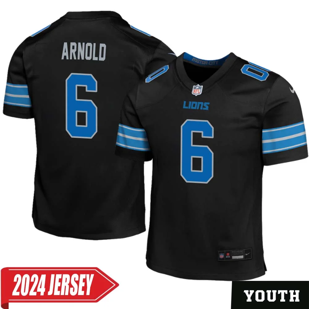 Jim Arnold No 6 Youth s Detroit Lions 2nd Alternate Vapor F.U.S.E. Limited 2024 Jersey Black