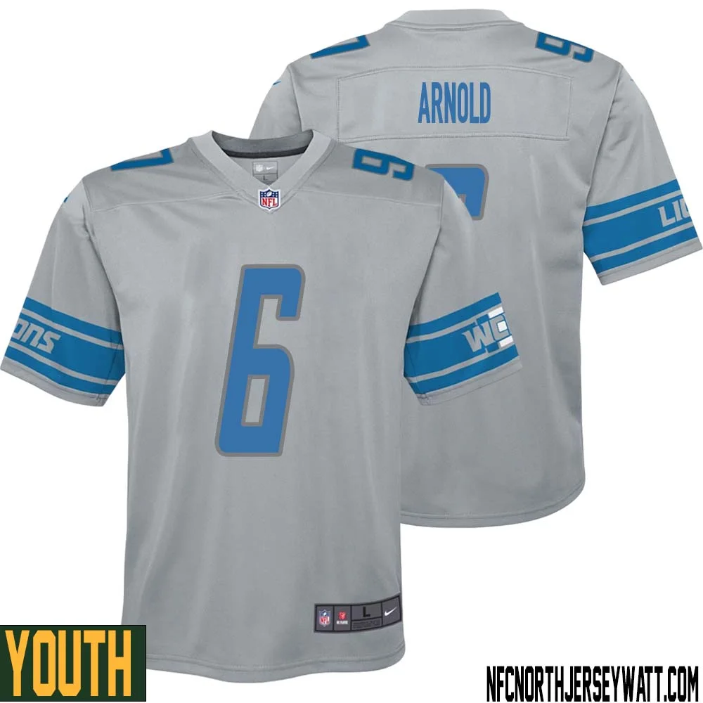 Jim Arnold No 6 Youth Steel Detroit Lions Vapor Untouchable Color Rush Limited Player Jersey