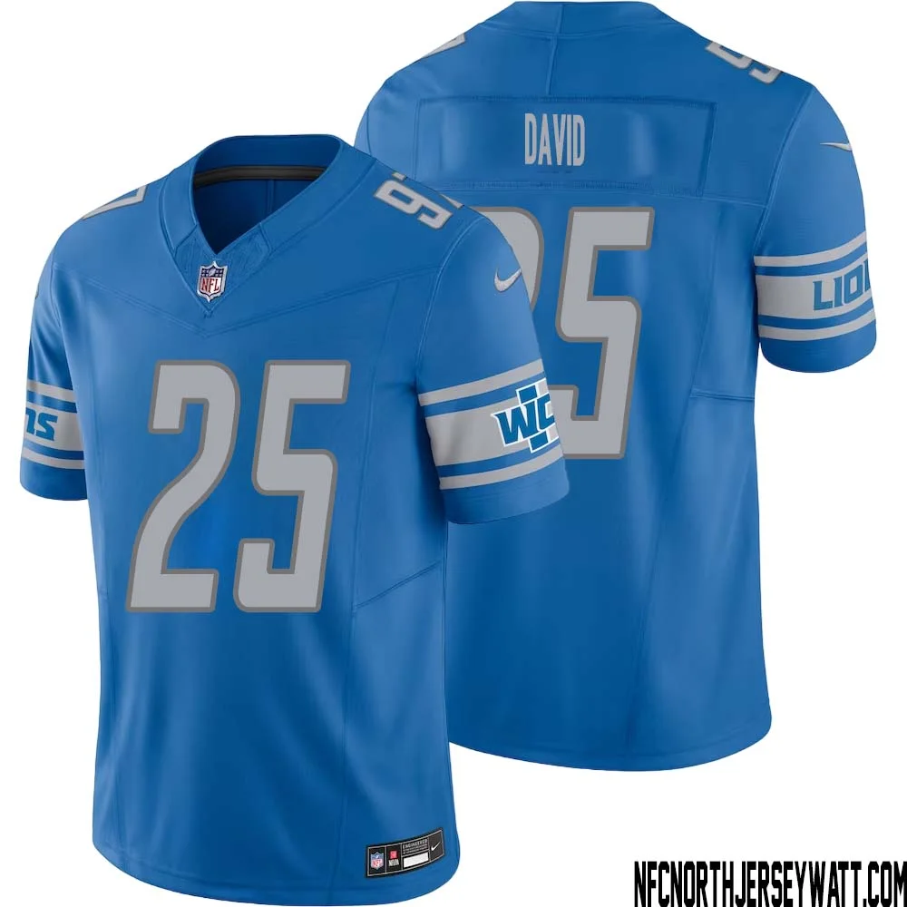 Jim David No 25 Men Blue Detroit Lions Vapor F.U.S.E. Limited Jersey