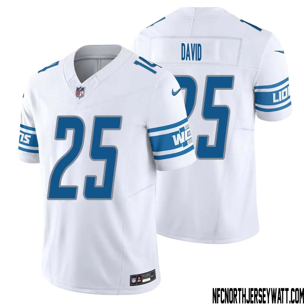 Jim David No 25 Men White Detroit Lions Vapor F.U.S.E. Limited Jersey