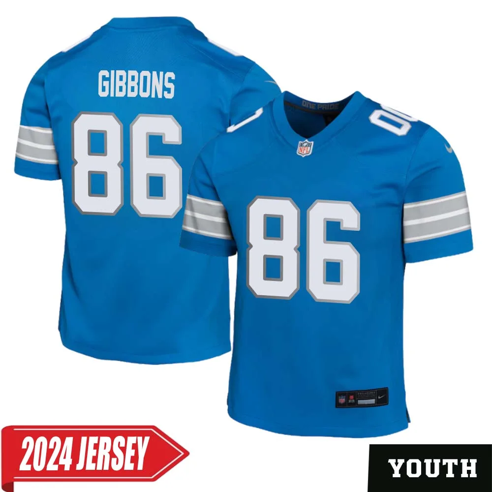 Jim Gibbons No 86 Youth s Detroit Lions Home Game 2024 Jersey Blue